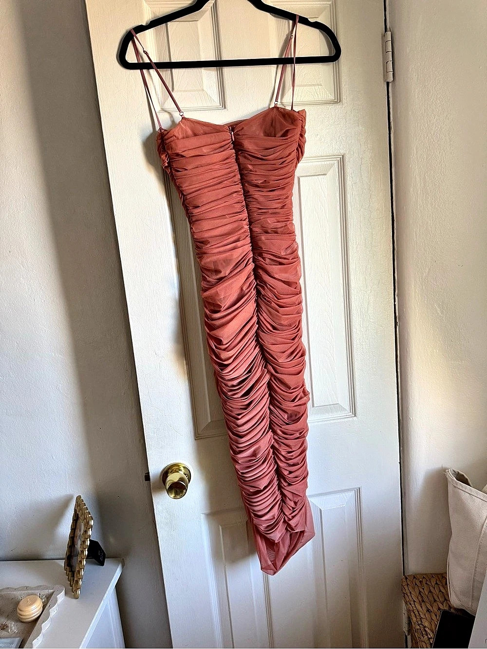 house&cb Ruched Maxi Dress in Pink Size XS Like New